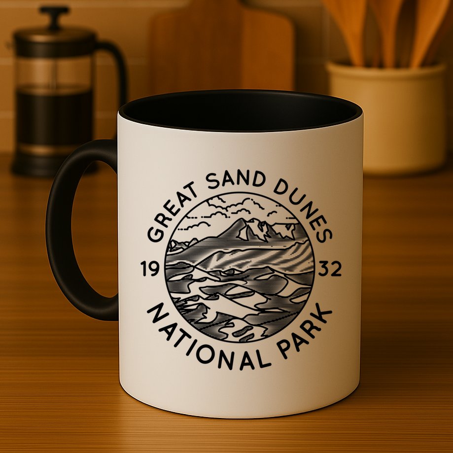 Great Sand Dunes National Park Cool White Line Art Outdoor Great Gift Mug