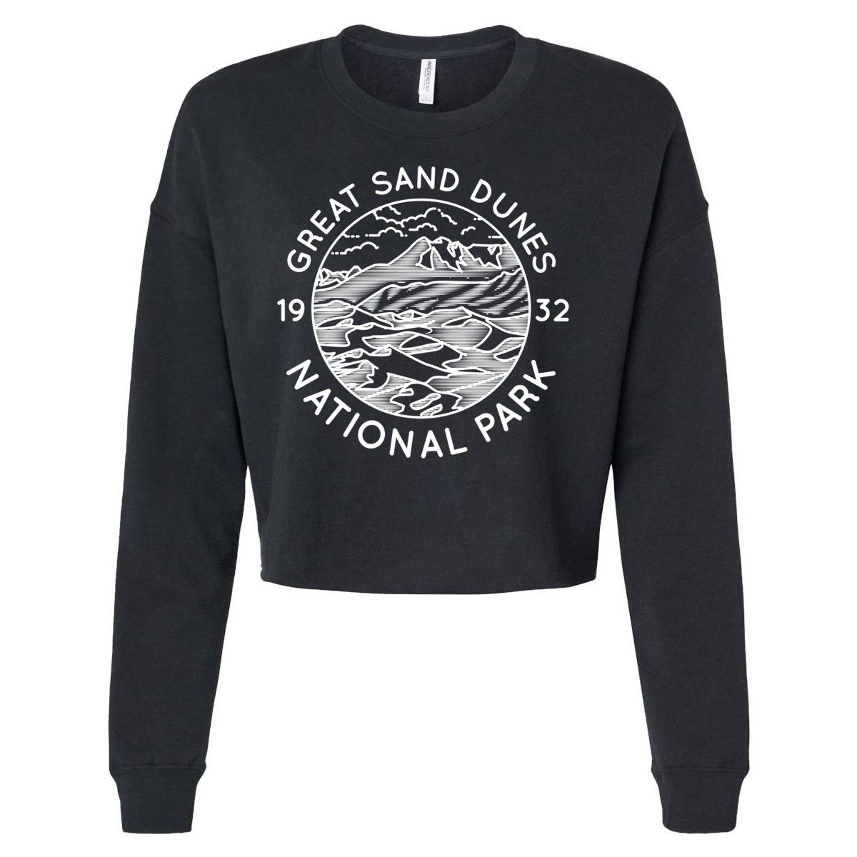 Great Sand Dunes National Park Cool White Line Art Outdoor Great Gift Cropped Pullover Crew