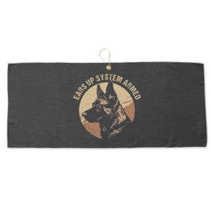 German Shepherd Ears Up System Armed Outfit Dog Breed Animal Large Microfiber Waffle Golf Towel