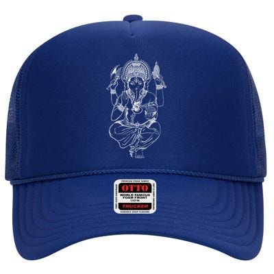 Ganesh Symbol Elephant God Yoga Meditation Cool Gift High Crown Mesh Back Trucker Hat