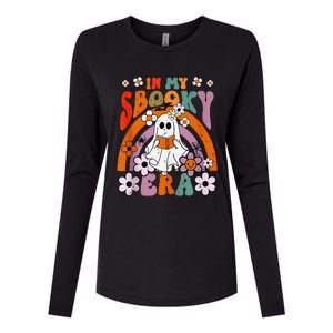 Groovy Sbooky Era Cute Ghost Boo Funny Reading Halloween Womens Cotton Relaxed Long Sleeve T-Shirt