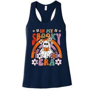 Groovy Sbooky Era Cute Ghost Boo Funny Reading Halloween Women's Racerback Tank