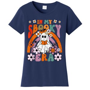 Groovy Sbooky Era Cute Ghost Boo Funny Reading Halloween Women's T-Shirt