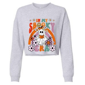 Groovy Sbooky Era Cute Ghost Boo Funny Reading Halloween Cropped Pullover Crew