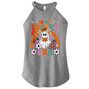 Groovy Sbooky Era Cute Ghost Boo Funny Reading Halloween Women’s Perfect Tri Rocker Tank