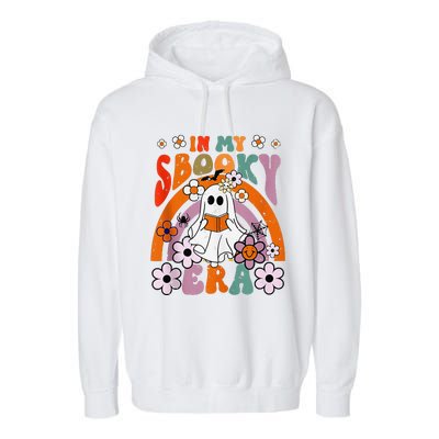 Groovy Sbooky Era Cute Ghost Boo Funny Reading Halloween Garment-Dyed Fleece Hoodie