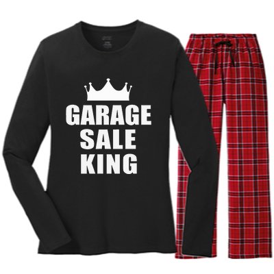 Garage Sale Funny Garage Sale King Yard Sale Women's Long Sleeve Flannel Pajama Set 