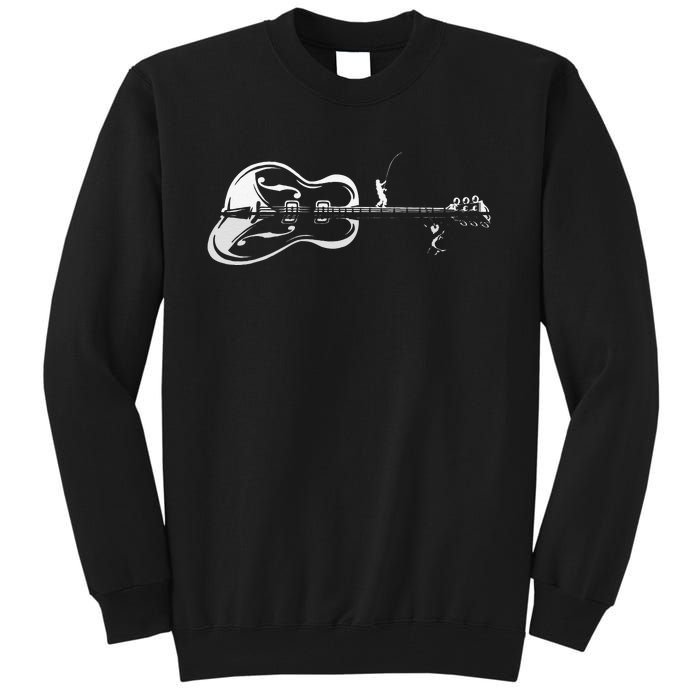 Guitarist Shark Fish Angler Fishing I Funny Guitar Player Tall Sweatshirt