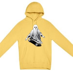 Ghost Skateboard Funny Skateboarding Lazy Halloween Costume Funny Gift Premium Pullover Hoodie