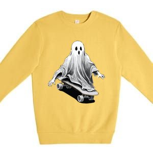 Ghost Skateboard Funny Skateboarding Lazy Halloween Costume Funny Gift Premium Crewneck Sweatshirt