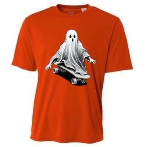 Ghost Skateboard Funny Skateboarding Lazy Halloween Costume Funny Gift Cooling Performance Crew T-Shirt