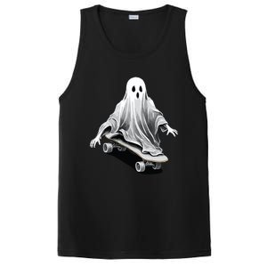 Ghost Skateboard Funny Skateboarding Lazy Halloween Costume Funny Gift PosiCharge Competitor Tank