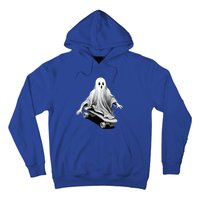 Ghost Skateboard Funny Skateboarding Lazy Halloween Costume Funny Gift Hoodie