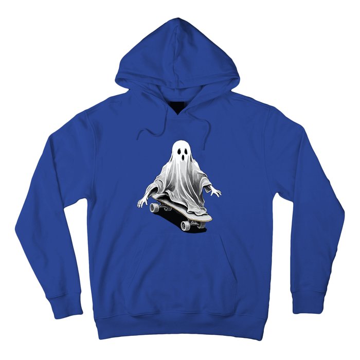 Ghost Skateboard Funny Skateboarding Lazy Halloween Costume Funny Gift Hoodie