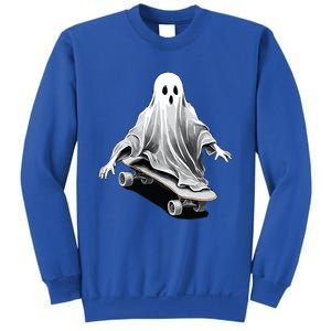 Ghost Skateboard Funny Skateboarding Lazy Halloween Costume Funny Gift Sweatshirt