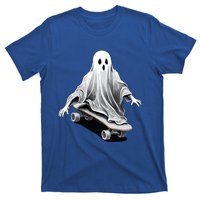 Ghost Skateboard Funny Skateboarding Lazy Halloween Costume Funny Gift T-Shirt