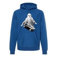 Ghost Skateboard Funny Skateboarding Lazy Halloween Costume Funny Gift Premium Hoodie