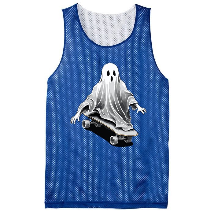 Ghost Skateboard Funny Skateboarding Lazy Halloween Costume Funny Gift Mesh Reversible Basketball Jersey Tank