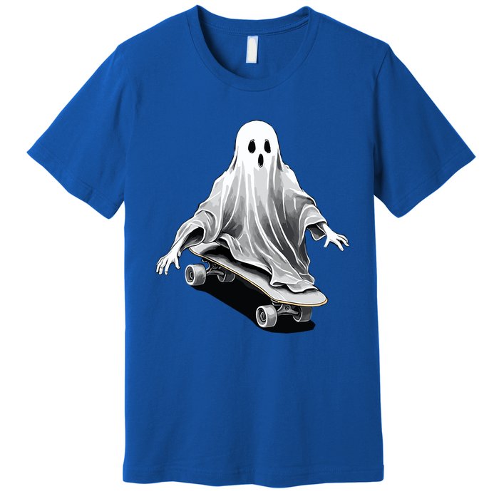 Ghost Skateboard Funny Skateboarding Lazy Halloween Costume Funny Gift Premium T-Shirt