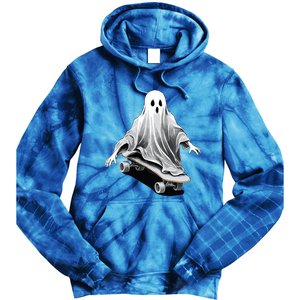 Ghost Skateboard Funny Skateboarding Lazy Halloween Costume Funny Gift Tie Dye Hoodie