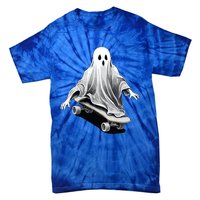 Ghost Skateboard Funny Skateboarding Lazy Halloween Costume Funny Gift Tie-Dye T-Shirt