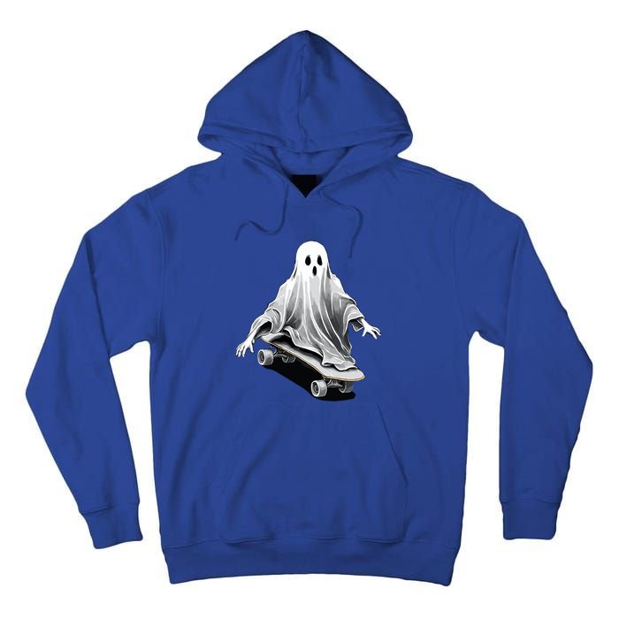 Ghost Skateboard Funny Skateboarding Lazy Halloween Costume Funny Gift Tall Hoodie