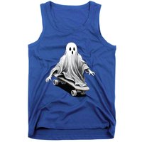 Ghost Skateboard Funny Skateboarding Lazy Halloween Costume Funny Gift Tank Top