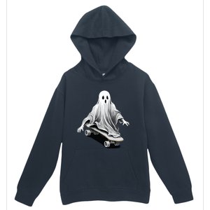 Ghost Skateboard Funny Skateboarding Lazy Halloween Costume Funny Gift Urban Pullover Hoodie