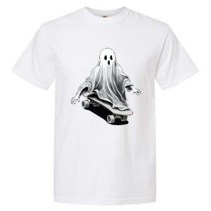 Ghost Skateboard Funny Skateboarding Lazy Halloween Costume Funny Gift Garment-Dyed Heavyweight T-Shirt