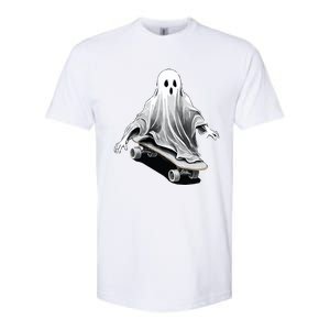 Ghost Skateboard Funny Skateboarding Lazy Halloween Costume Funny Gift Softstyle CVC T-Shirt