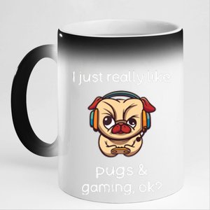 Gamer Shirts Funny Pug Lover Video Games Dog Pug Gaming 11oz Black Color Changing Mug