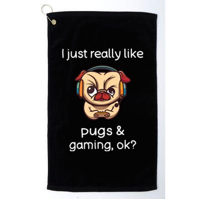 Gamer Shirts Funny Pug Lover Video Games Dog Pug Gaming Platinum Collection Golf Towel