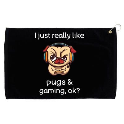 Gamer Shirts Funny Pug Lover Video Games Dog Pug Gaming Grommeted Golf Towel