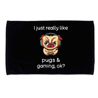 Gamer Shirts Funny Pug Lover Video Games Dog Pug Gaming Microfiber Hand Towel