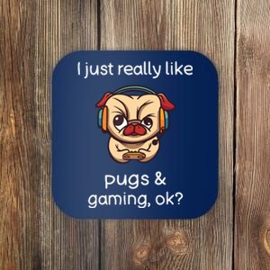 Gamer Shirts Funny Pug Lover Video Games Dog Pug Gaming Coaster