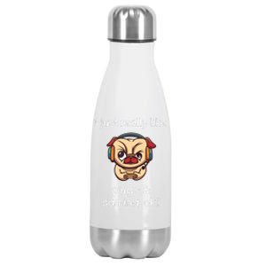 Gamer Shirts Funny Pug Lover Video Games Dog Pug Gaming Stainless Steel Insulated Water Bottle