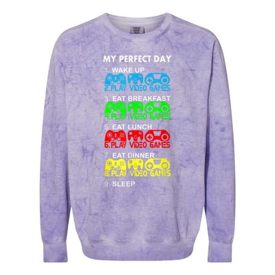 Gamer S.hirt Funny Perfect Day Video Games Love Gaming Colorblast Crewneck Sweatshirt