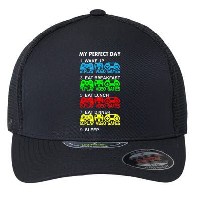 Gamer S.hirt Funny Perfect Day Video Games Love Gaming Flexfit Unipanel Trucker Cap