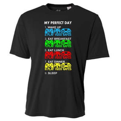 Gamer S.hirt Funny Perfect Day Video Games Love Gaming Cooling Performance Crew T-Shirt