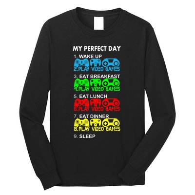 Gamer S.hirt Funny Perfect Day Video Games Love Gaming Long Sleeve Shirt