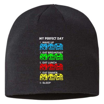 Gamer S.hirt Funny Perfect Day Video Games Love Gaming Sustainable Beanie