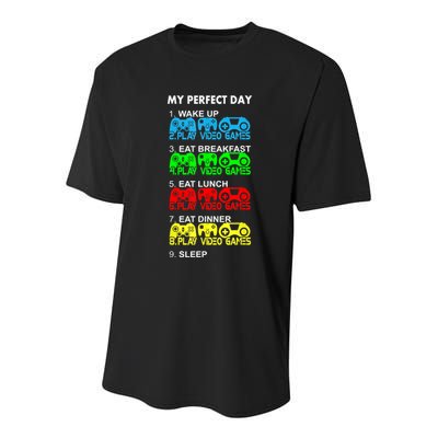 Gamer S.hirt Funny Perfect Day Video Games Love Gaming Youth Performance Sprint T-Shirt