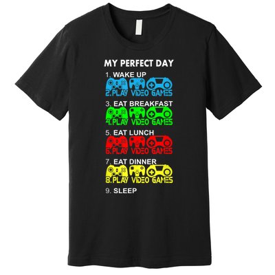 Gamer S.hirt Funny Perfect Day Video Games Love Gaming Premium T-Shirt