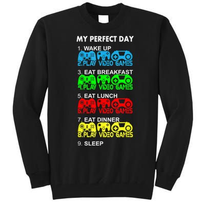 Gamer S.hirt Funny Perfect Day Video Games Love Gaming Tall Sweatshirt