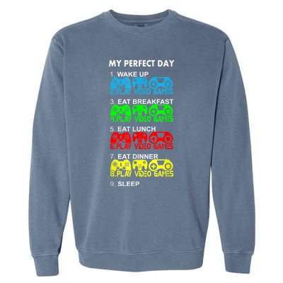 Gamer S.hirt Funny Perfect Day Video Games Love Gaming Garment-Dyed Sweatshirt