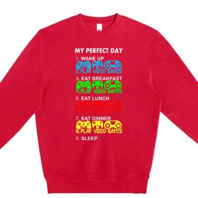 Gamer S.hirt Funny Perfect Day Video Games Love Gaming Premium Crewneck Sweatshirt