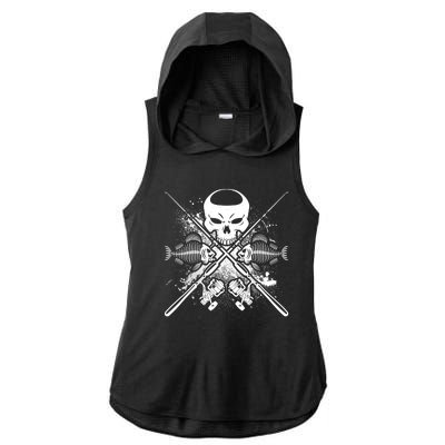 Grunge Skull Fish Bone Fishing Ladies PosiCharge Tri-Blend Wicking Draft Hoodie Tank