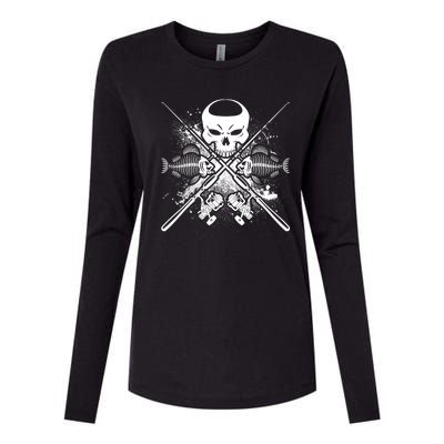 Grunge Skull Fish Bone Fishing Womens Cotton Relaxed Long Sleeve T-Shirt