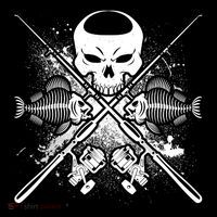 Grunge Skull Fish Bone Fishing Backpack