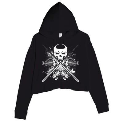 Grunge Skull Fish Bone Fishing Crop Fleece Hoodie